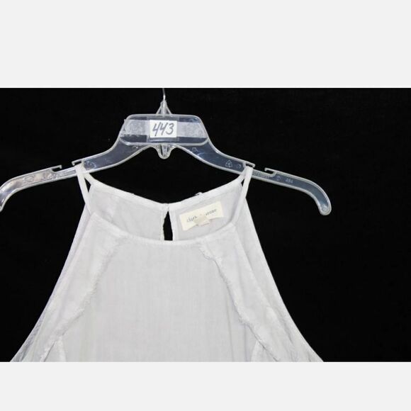 CLOTH & STONE GRAY FRINGED HEM HALTER DRESS SIZE SMALLSTONE GRAY TENCEL DRESS - Picture 4 of 8